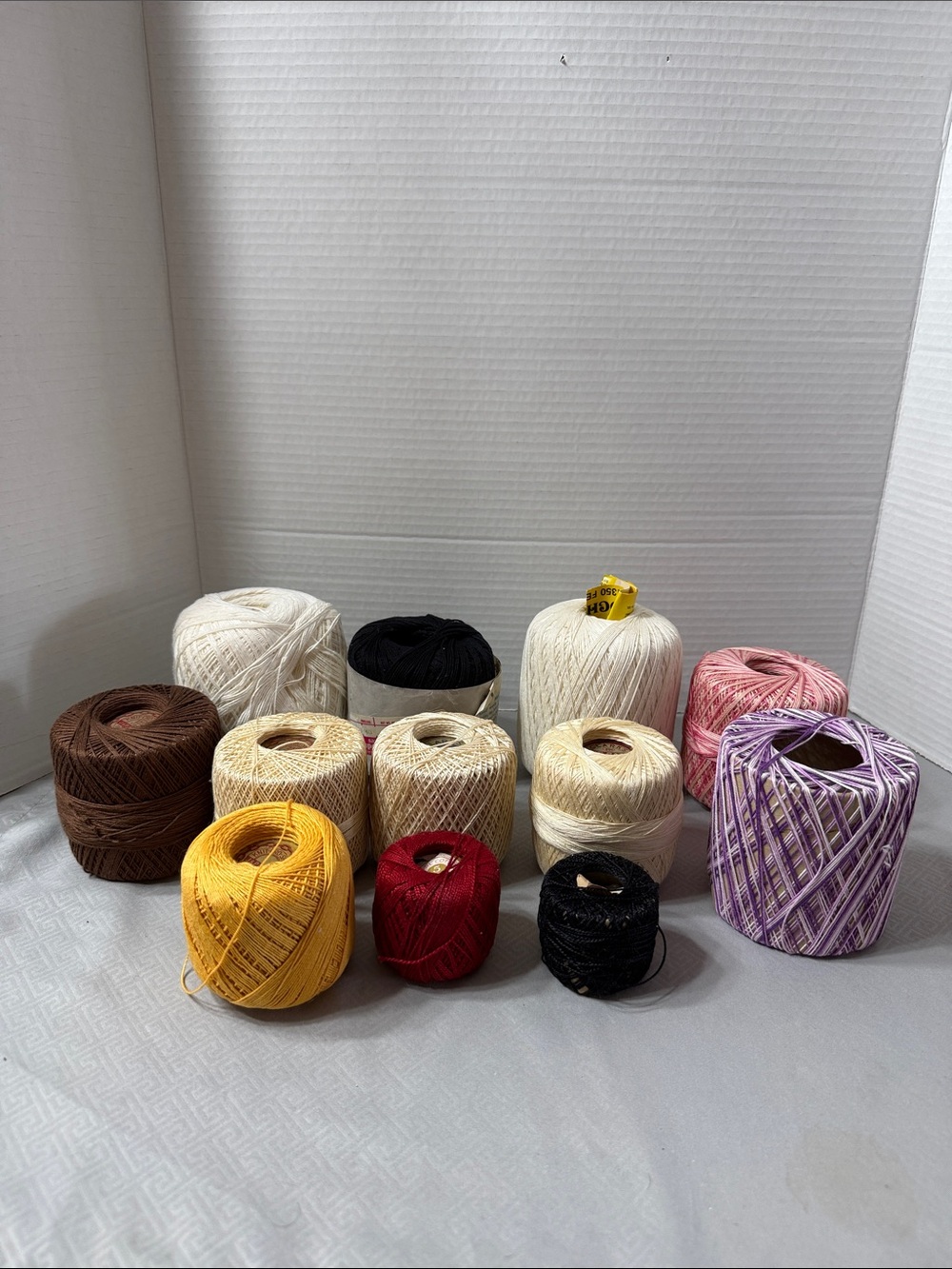 Vintage Assorted Crochet Thread Yarn Multiple Colors 12 Balls Various Amounts